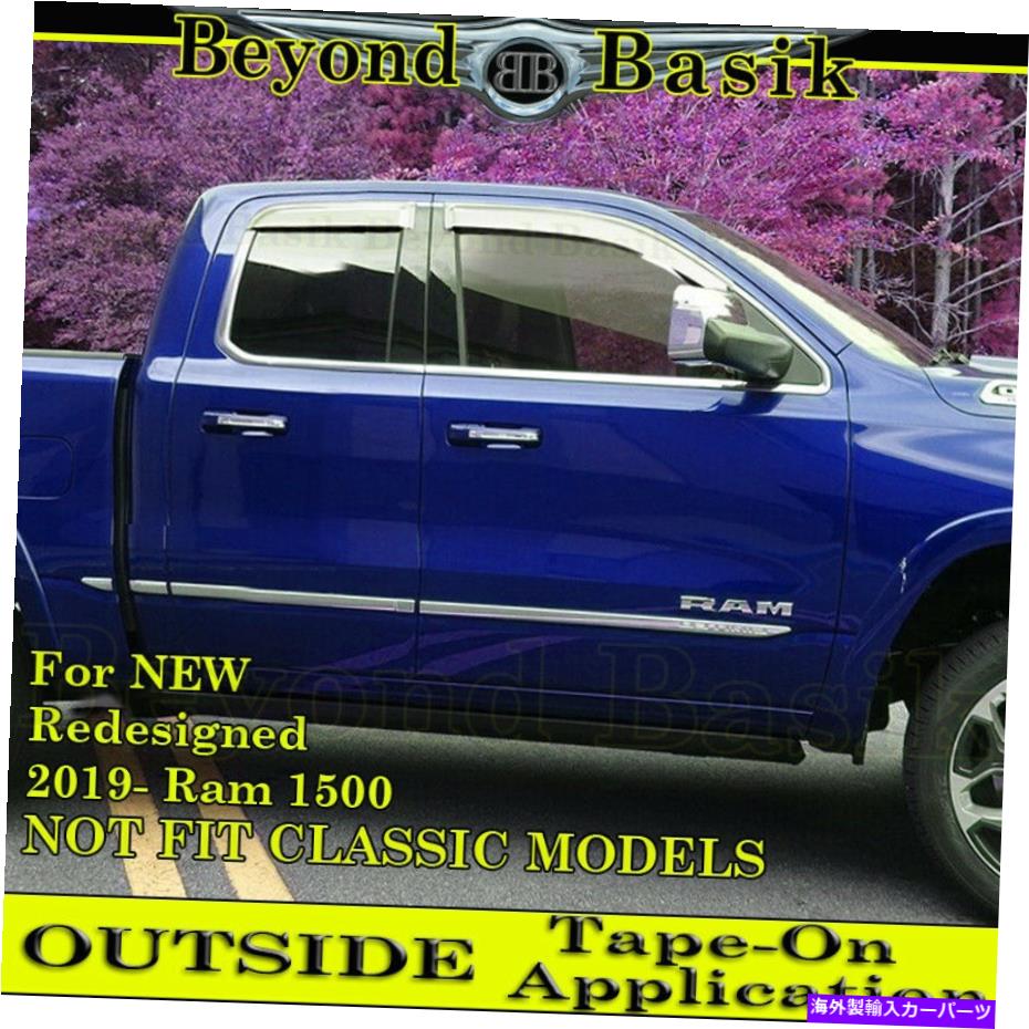 ドアピラー 2019-21 2022 Dodge Ram 1500 Quad/Ext Cab Chrome Door Vent Visors Rain Guards For 2019-21 2022 Dodge Ram 1500 QUAD/EXT Cab CHROME Door Vent Visors Rain Guards【並行輸入品】