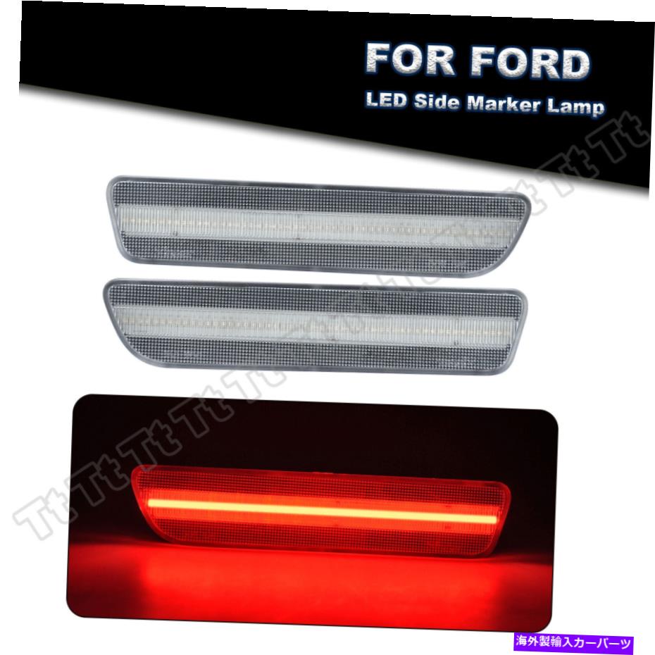 サイドマーカー 2005-09フォードマスタングレッド54-SMD LEDリアバンパーサイドマーカーライトクリアレンズ For 2005-09 Ford Mustang Red 54-SMD LED Rear Bumper Side Marker Light Clear Lens【並行輸入品】