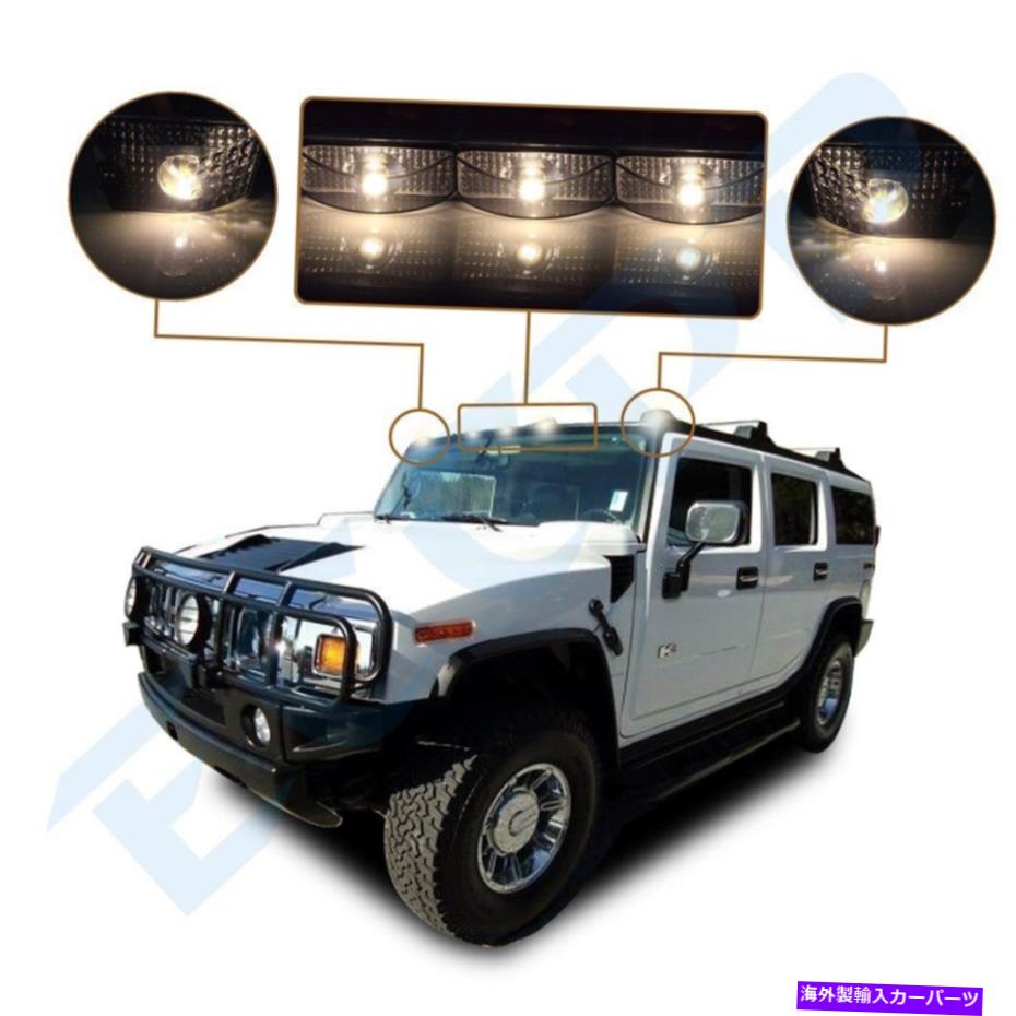 サイドマーカー 5xフロントスモークキャブルーフマーカーランニングランプ03-09ハマーH2の温かい白いLED 5x Front Smoke Cab Roof Marker Running Lamp Warm White LEDs for 03-09 Hummer H2【並行輸入品】