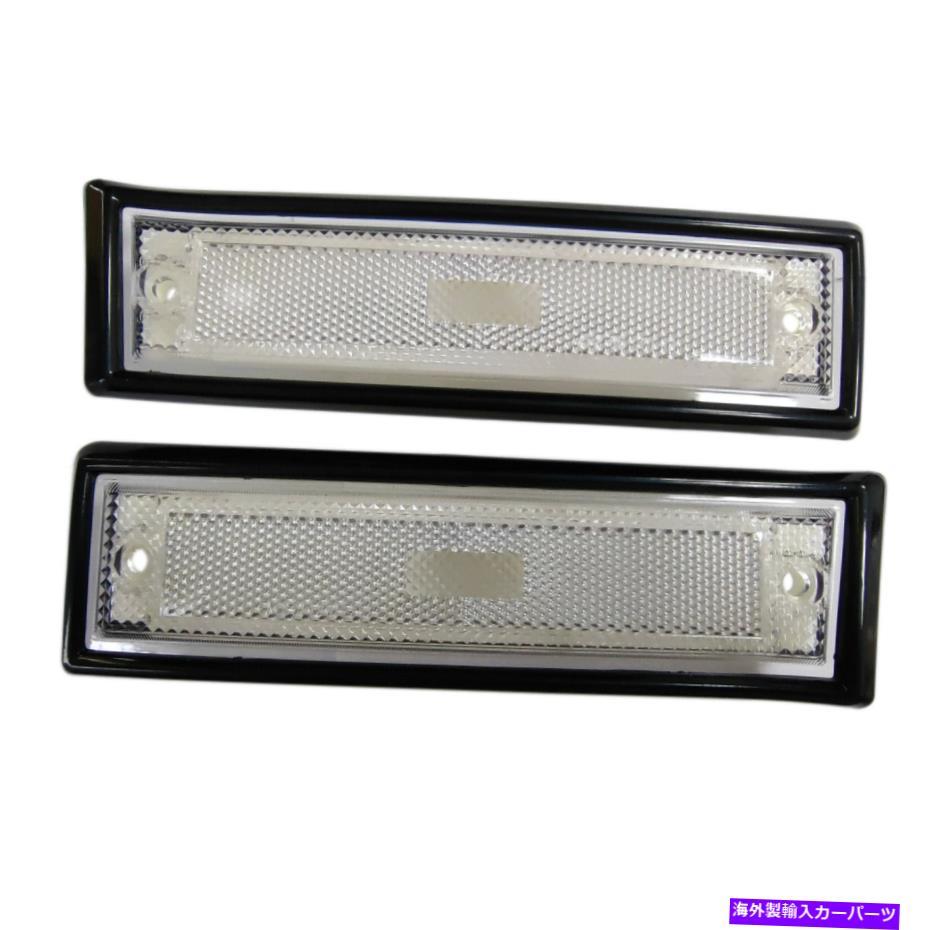 サイドマーカー 81-91 GMCシボレーピックアップクリアレンズ付きのフロントサイドマーカーライト Front Side Marker Lights For 81-91 GMC Chevy Pickup Clear Lens w/Black Trim【並行輸入品】