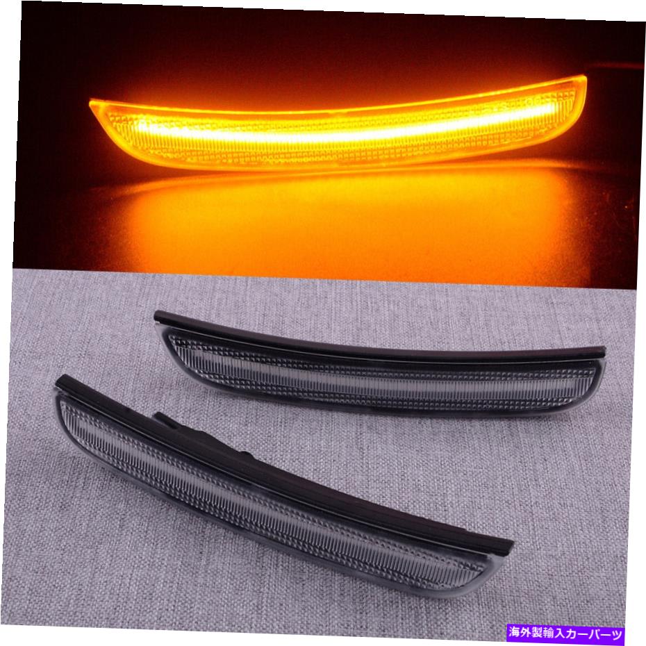 サイドマーカー 2015-21ダッジ充電器クリアレンズLEDバンパーサイドマーカーライトランプ2x Fit for 2015-21 Dodge Charger Clear Lens LED Bumper Side Marker Light Lamp 2x【並行輸入品】