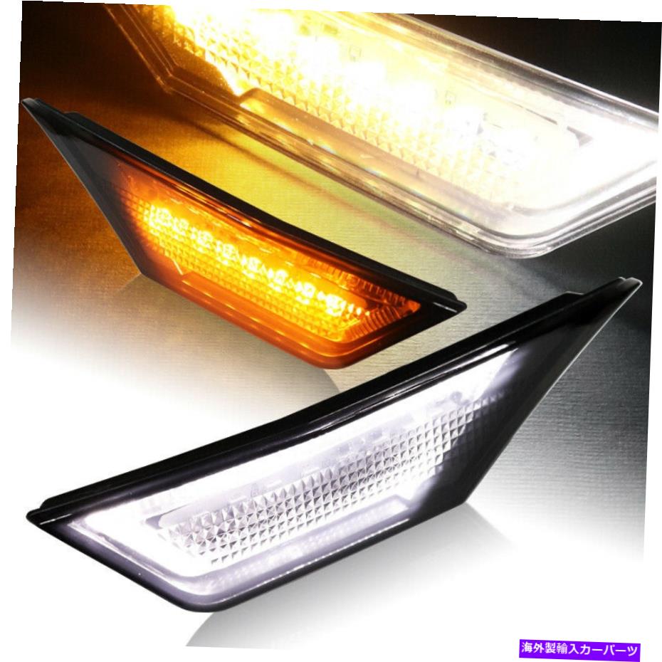 サイドマーカー 2016-2020のLEDホンダシビックスモークレンズバンパーターンシグナルサイドマーカーライト LED For 2016-2020 Honda Civic Smoke Lens Bumper Turn Signal Side Marker Lights【並行輸入品】