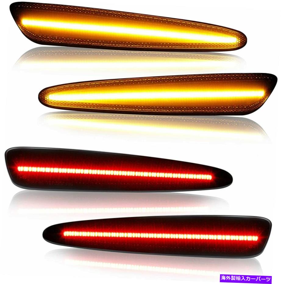 サイドマーカー シボレーコルベット05-13 C6 Z06 ZR1スモークフロント+リアLEDサイドマーカーライト用 For Chevrolet Corvette 05-13 C6 Z06 ZR1 Smoked Front+Rear Led Side Marker Light【並行輸入品】