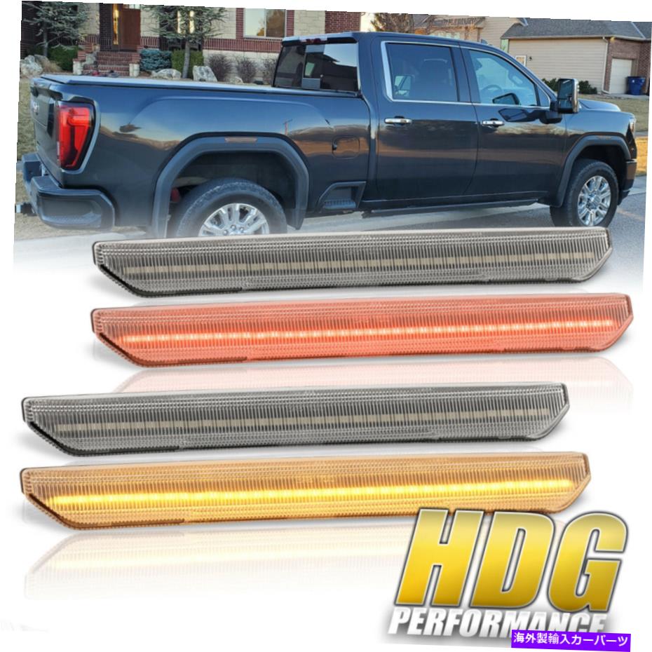 サイドマーカー 20-22シエラ2500 3500 HDのクロムLED信号サイドマーカーライトリフレクターランプ Chrome LED Signal Sidemarkers Light Reflector Lamp For 20-22 Sierra 2500 3500 HD【並行輸入品】