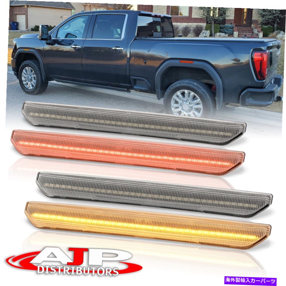 サイドマーカー 2020-2022 GMC Sierra 2500 3500のクリアフロント+リアLEDサイドマーカーライトランプ Clear Front+Rear LED Side Markers Light Lamps For 2020-2022 GMC Sierra 2500 3500【並行輸入品】