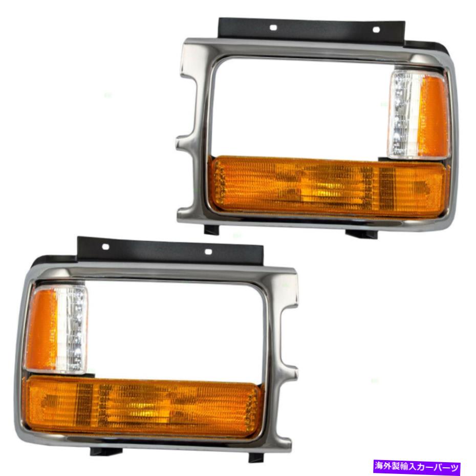 サイドマーカー 91-96のペアパーク信号サイドマーカーライトw/クロムヘッドライトベゼルw/クロムヘッドライト Pair Park Signal Side Marker Lights for 91-96 Dakota w/ Chrome Headlight Bezel【並行輸入品】
