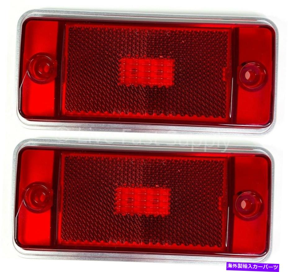サイドマーカー ペアリアレッドLEDサイドマーカー1970-1977フォードブロンコのアルミニウム低いベゼル Pair Rear Red LED Side Markers w/ Aluminum Low Bezels For 1970-1977 Ford Bronco【並行輸入品】
