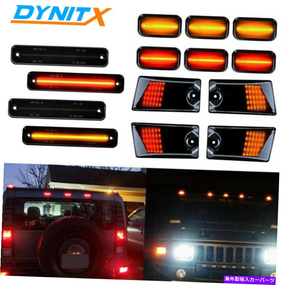 サイドマーカー 03-09ハマーH2用に設定された14xスモークLEDルーフキャブライトサイドマーカーランプ 14x Smoked LED Roof Cab Running Lights Side Marker Lamps Set For 03-09 Hummer H2【並行輸入品】