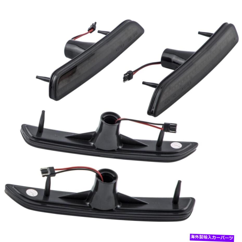 サイドマーカー 4PCSスモークフロント＆リアLEDサイドマーカーライトライトライトランプランプ2010-2014 4pcs Smoked Front & Rear LED Side Marker Light Lamp For Ford Mustang 2010-2014【並行輸入品】