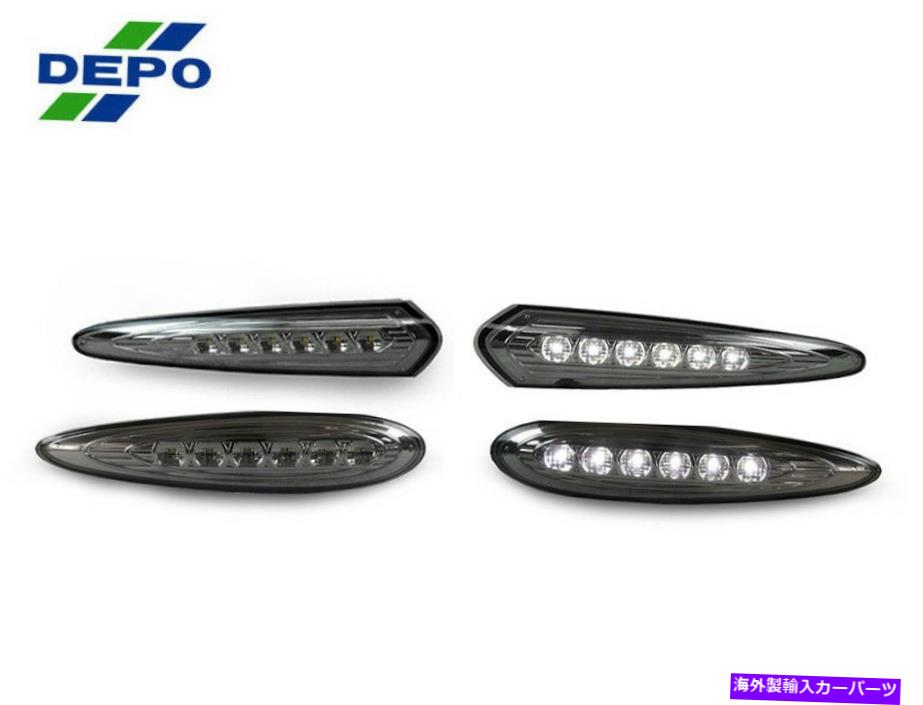 サイドマーカー 00-03日産マキシマのデポホワイトLEDフロント/リアスモークバンパーサイドマーカーライト DEPO White LED Front/Rear Smoke Bumper Side Marker Light For 00-03 Nissan Maxima【並行輸入品】