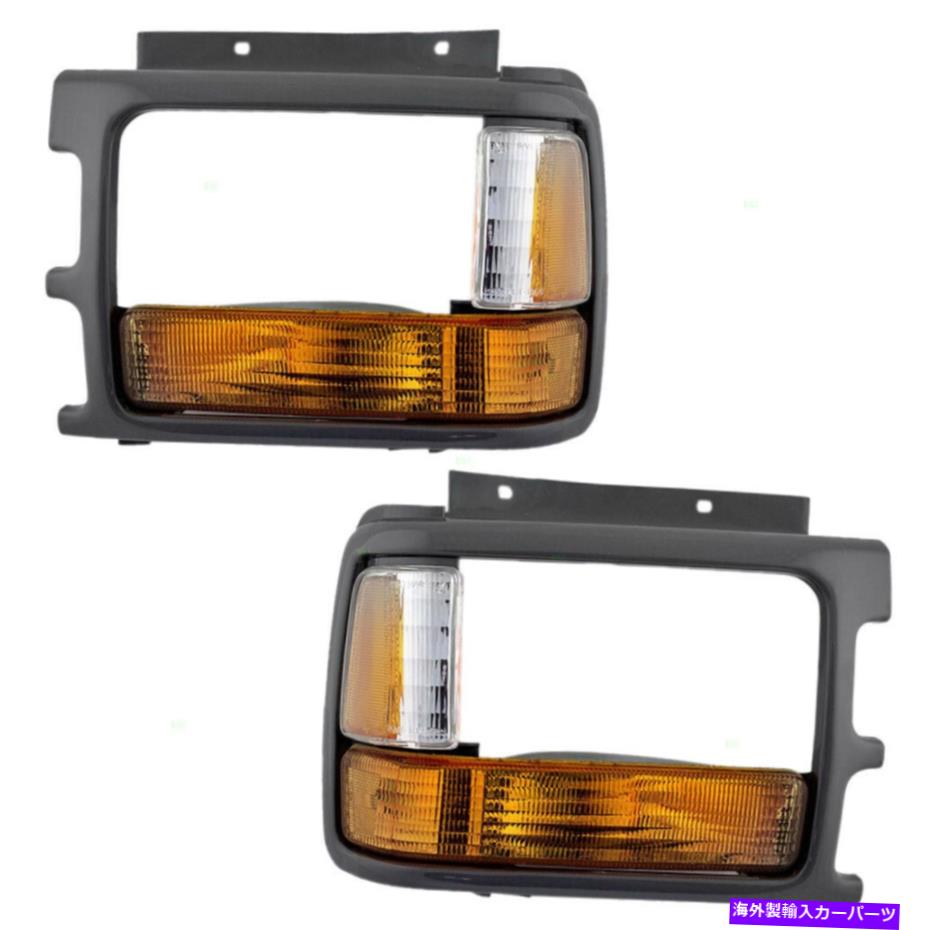 サイドマーカー 91-96ダッジダコタトラック用のペアセット信号サイドマーカーライトとヘッドランプベゼル Pair Set Signal Side Marker Light & Headlamp Bezel for 91-96 Dodge Dakota Truck【並行輸入品】