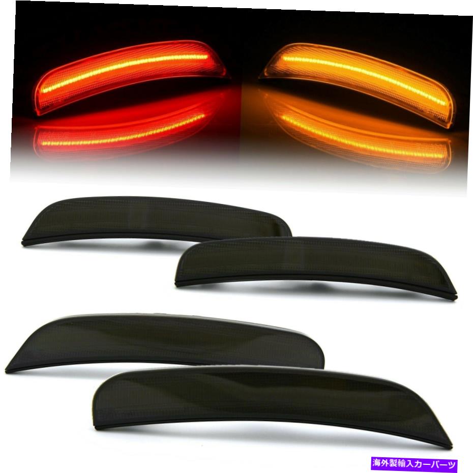 サイドマーカー 2015-19クライスラー300C / 300のスモークフロント＆リアLEDサイドマーカーライトレンズ Smoked Front & Rear LED Side Marker Light Lenses For 2015-19 Chrysler 300C / 300【並行輸入品】