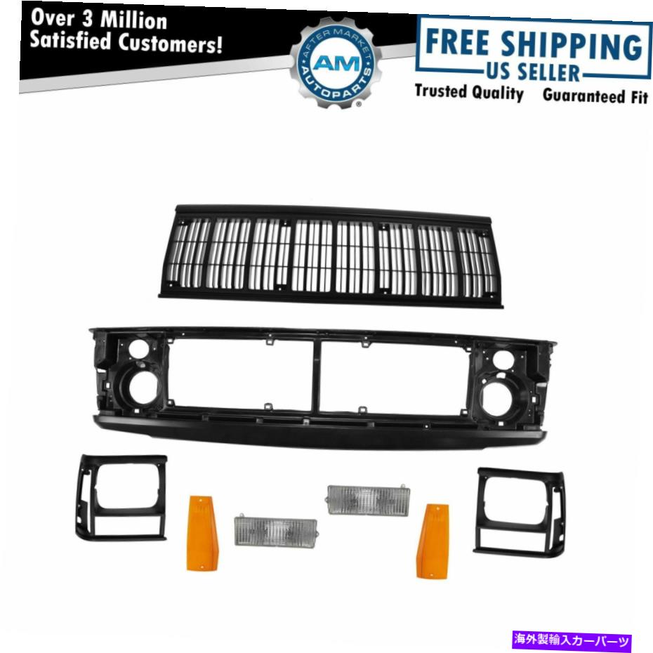 trim panel グリルヘッダーパネルヘッドライトトリムコーナーライトマーカーライトキットセットジープ用 Grille Header Panel Headlight Trim Corner Lights Marker Lights Kit Set for Jeep【並行輸入品】
