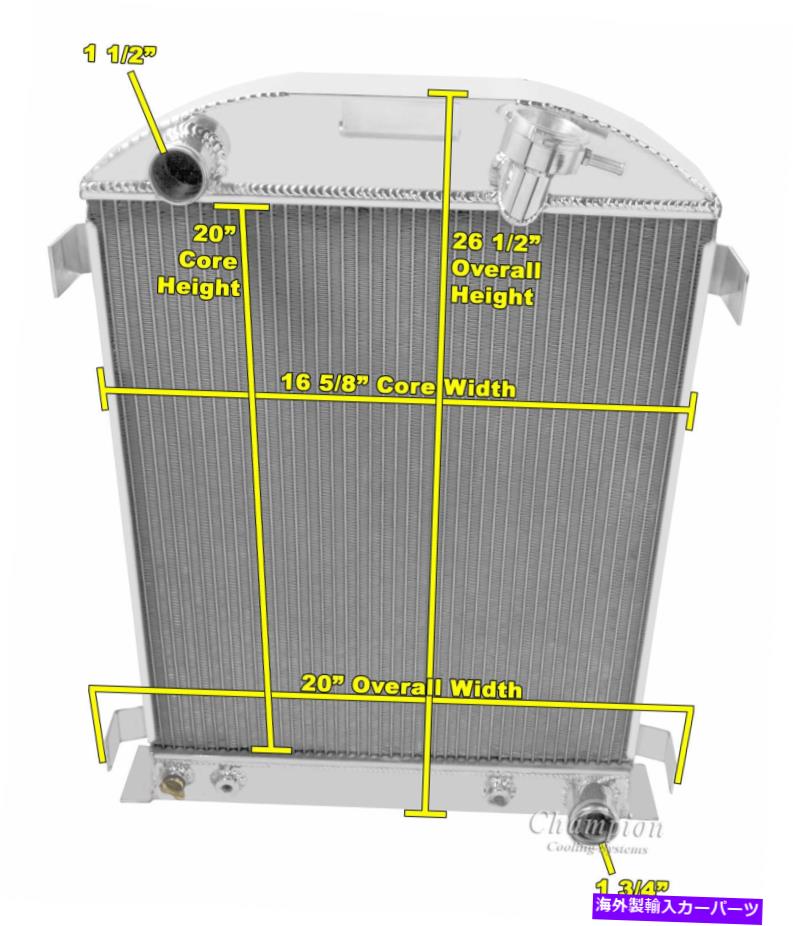 Radiator 1932年の3列のパフォーマンスチャンピオンラジエーターフォードハイボーイシボレー構成 3 Row Performance Champion Radiator for 1932 Ford High Boy Chevy Configuration【並行輸入品】