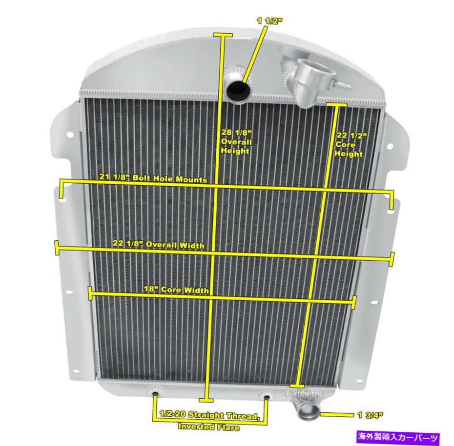 Radiator 3列アルミニウムチャンピオンラジエーター1940シボレーkf v8変換＃CC3940CH 3 Row Aluminum Champion Radiator for 1940 Chevrolet KF V8 Conversion #CC3940CH【並行輸入品】