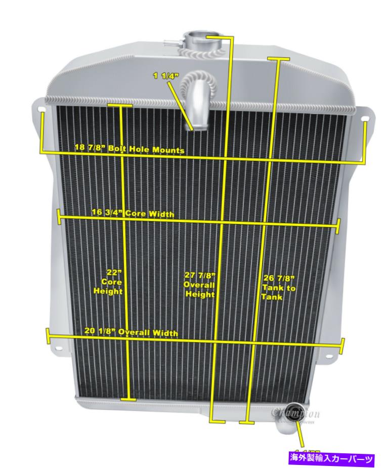 Radiator 1940年の3 row原子チャンピオンラジエーター1941シボレースペシャルデラックスL6エンジン 3 Row Atom Champion Radiator for 1940 1941 Chevrolet Special Deluxe L6 Engine【並行輸入品】