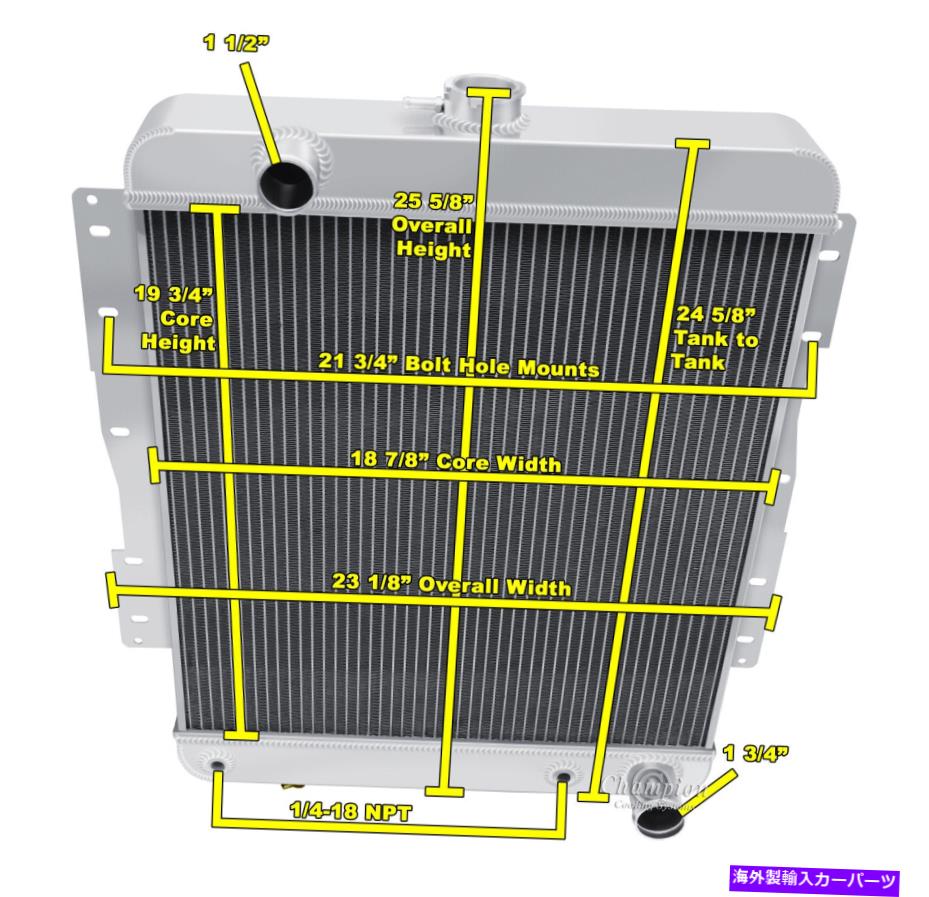 Radiator 1958年の3列のクイーンチャンピオンラジエーターシボレーヨーマンV8エンジン＃CC1662 3 Row Queen Champion Radiator for 1958 Chevrolet Yeoman V8 Engine #CC1662【並行輸入品】
