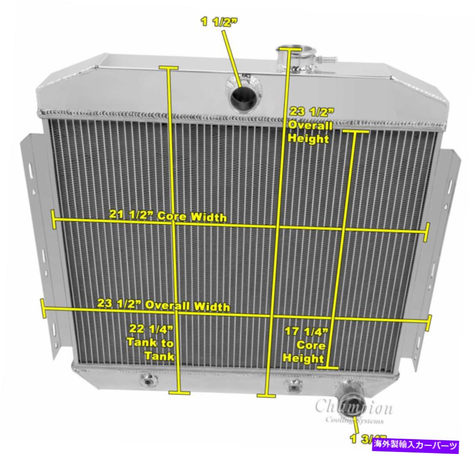Radiator 1955 1956シボレーベルエア6シルマウントチャンピオン3列アルミニウムラジエーターCC5056 1955 1956 Chevy Bel Air 6 Cyl Mount Champion 3 Row Aluminum Radiator CC5056【並行輸入品】