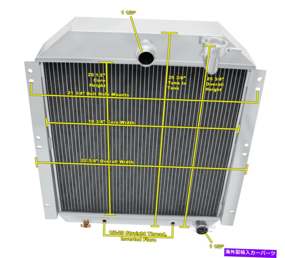 Radiator 1947 48 49 50 51 52 53 54 GMCトラックチャンピオン3列卒業生SRラジエーター 1947 48 49 50 51 52 53 54 GMC Trucks Champion 3 Row Alum SR Radiator【並行輸入品】
