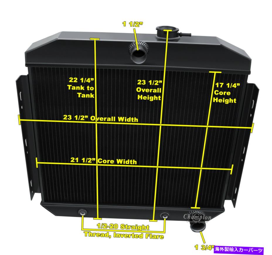 Radiator 3列RNチャンピオンブラックフィニッシュラジエーター1955 1956ベルエア6シルマウント 3 Row RN Champion Black Finish Radiator for 1955 1956 Bel Air 6 Cyl Mount【並行輸入品】