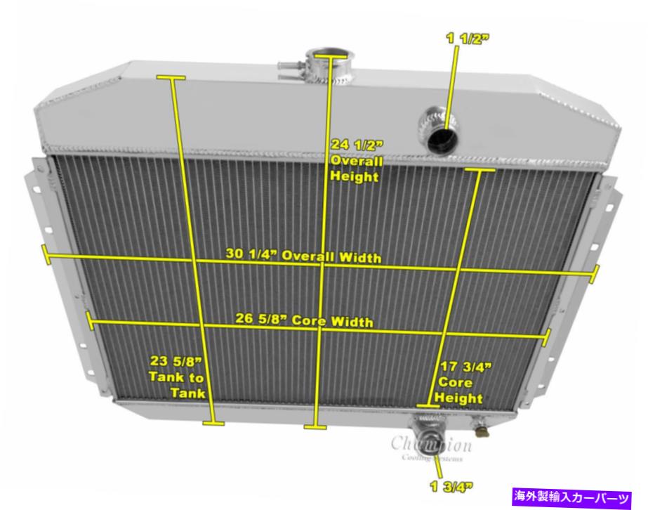 Radiator 1961-1964 F-100トラックラジエーター、チャンピオンポリッシュアルミニウム3列ラジエーター、6cyl 1961-1964 F-100 Truck Radiator, Champion Polished Aluminum 3 Row Radiator, 6cyl【並行輸入品】