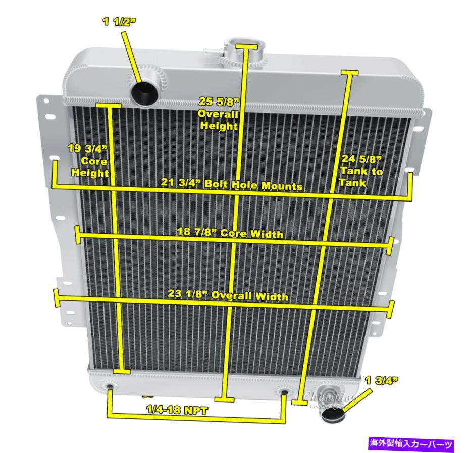 Radiator 1958年の3列のアトミックチャンピオンラジエーターシボレーNomad V8エンジン＃CC1662 3 Row Atomic Champion Radiator for 1958 Chevrolet Nomad V8 Engine #CC1662【並行輸入品】