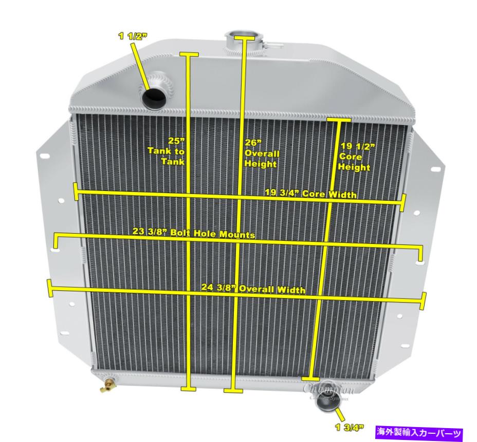 Radiator 1949 1950 1951 Ford Deluxe L6 Engine＃CC49-6の3列ジャンチャンピオンラジエーター 3 Row Jamn Champion Radiator for 1949 1950 1951 Ford Deluxe L6 Engine #CC49-6【並行輸入品】