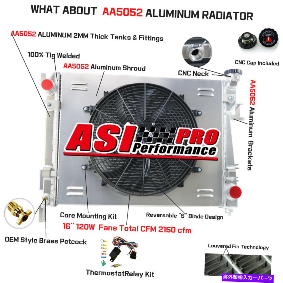 Radiator 3列アルミニウムラジエーター+シュラウド+ファン+ダッジ用リレー04-09 RAM 1500 2500 3500 5.7L 3-Row Aluminum Radiator+Shroud+Fan+Relay For Dodge 04-09 Ram 1500 2500 3500 5.7L【並行輸入品】