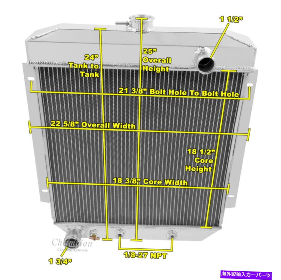 Radiator 1954年の4列割引チャンピオンラジエーター1955 1956 Ford Customline V8エンジン 4 Row Discount Champion Radiator for 1954 1955 1956 Ford Customline V8 Engine【並行輸入品】