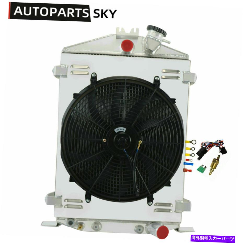 Radiator 3rowラジエーター+シュラウドファンリレー1932年フォードハイボーイストリートラットロッドシボレーv8 3Row Radiator+Shroud Fan Relay For 1932 Ford High-Boy Street Rat Rod Chevy V8【並行輸入品】