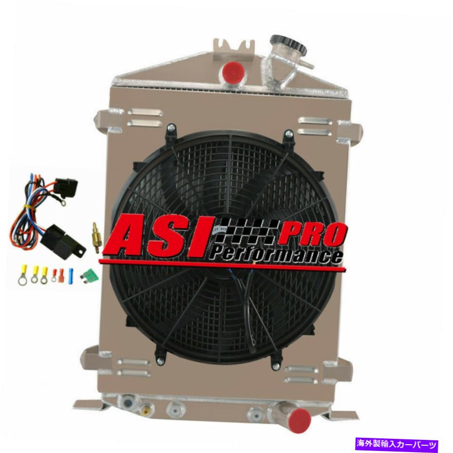 Radiator 3列のラジエーター+シュラウドファン+サーモスタット1932年フォードハイハイボーイストリート /ラットロッド 3 ROW Radiator+Shroud Fan+Thermostat for 1932 Ford HI High Boy Street / Rat Rod【並行輸入品】