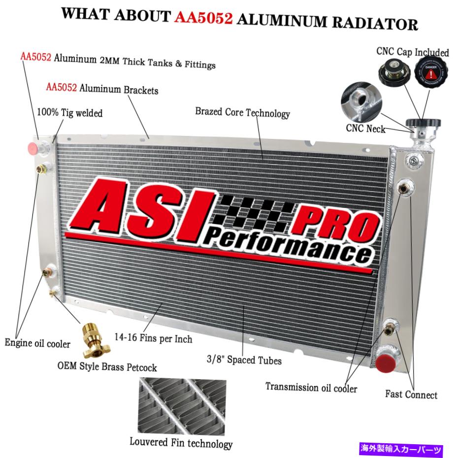Radiator 1988-2000の4列アルミニウムラジエーターChevy C/K 1500 2500 3500トラック5.7L V8 4 Row Aluminum Radiator for 1988-2000 Chevy C/K 1500 2500 3500 Truck 5.7L V8【並行輸入品】