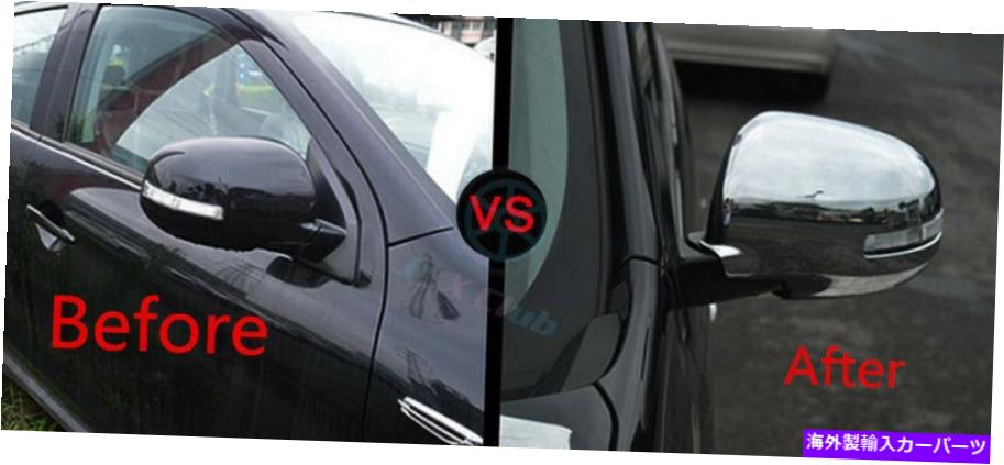 クロームカバー 2x ChromeバックビュードアミラーカバーカバートリムOutlander Sport / RVR 16-17 ASX 2x Chrome Rearview Door Mirror Cover Trim h For Outlander Sport / RvR 16-17 ASX【並行輸入品】