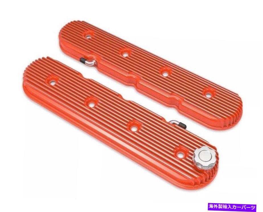 エンジンカバー ホリー241-133シボレーオレンジヴィンテージフィン付きLSエンジンスワップバルブカバー Holley 241-133 Chevy Orange Vintage Finned LS Engine Swap Valve Covers【並行輸入品】