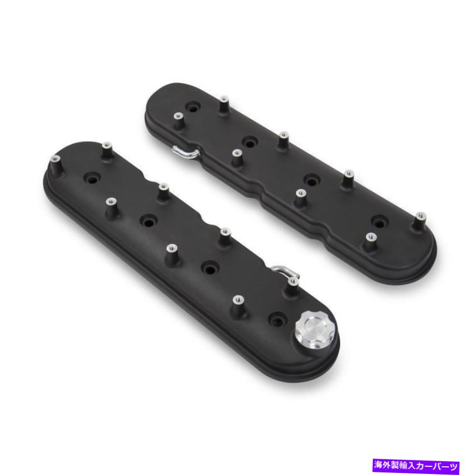 エンジンカバー ホリーエンジンバルブカバーセット241-91;シボレーのためのアルミニウムLSブラッククリンクル Holley Engine Valve Cover Set 241-91; Aluminum LS Black Crinkle for Chevy LS【並行輸入品】