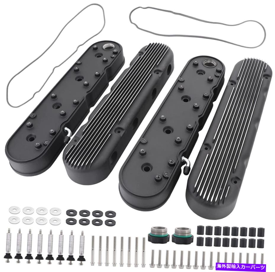 エンジンカバー LS SBフィン付き鋳造アルミニウムバルブカバー付きコイルマウント＆カバーブラック LS SB Finned Cast Aluminum Valve Covers w/Coil Mounts & Cover Black【並行輸入品】