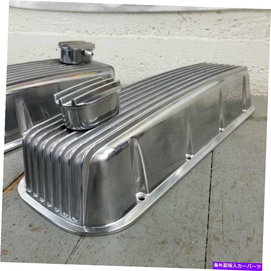 エンジンカバー フィン付きアルミニウムエンジンバルブカバーPCVブレスダービッグブロックシボレーBB 427 454 Finned Aluminum Engine Valve Covers w/ PCV Breathers Big Block Chevy BB 427 454【並行輸入品】