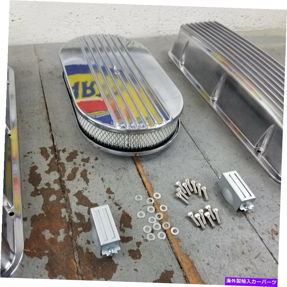 エンジンカバー Chevy BBC 15ハーフフィンのエアクリーナーエンジンドレスアップキットブレスダー496 V8 454 Chevy BBC 15 Half Finned Air Cleaner Engine Dress Up Kit Breathers 496 V8 454【並行輸入品】｜Us Custom Parts Shop USDM