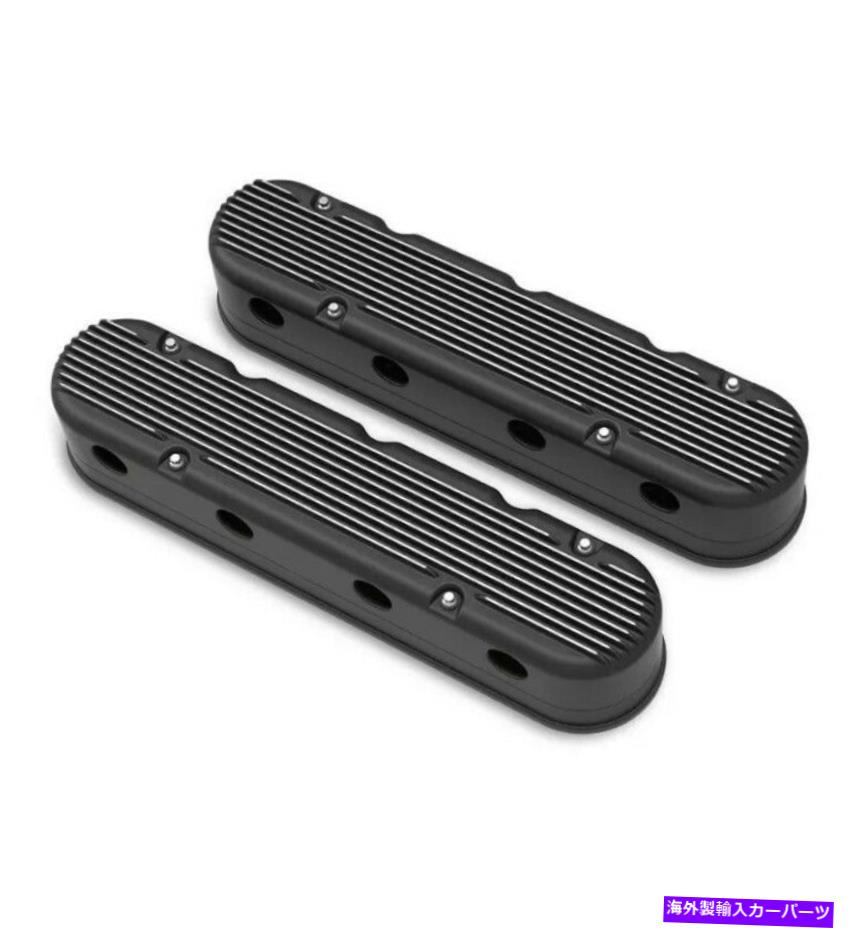 エンジンカバー Holley 241-182 2-PCフィン付きサテンブラックLSシボレーバルブカバーLS1 LS2 LS3 LSX Holley 241-182 2-PC Finned Satin Black LS Chevy Valve Covers LS1 LS2 LS3 LSX【並行輸入品】