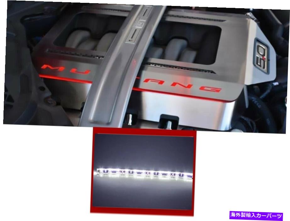 エンジンカバー 2015-2017のホワイトLEDライトアップエンジンシュラウドカバー5.0 GT（ステンレス） White LED Light Up Engine Shroud Cover for 2015-2017 Mustang 5.0 GT (Stainless)【並行輸入品】