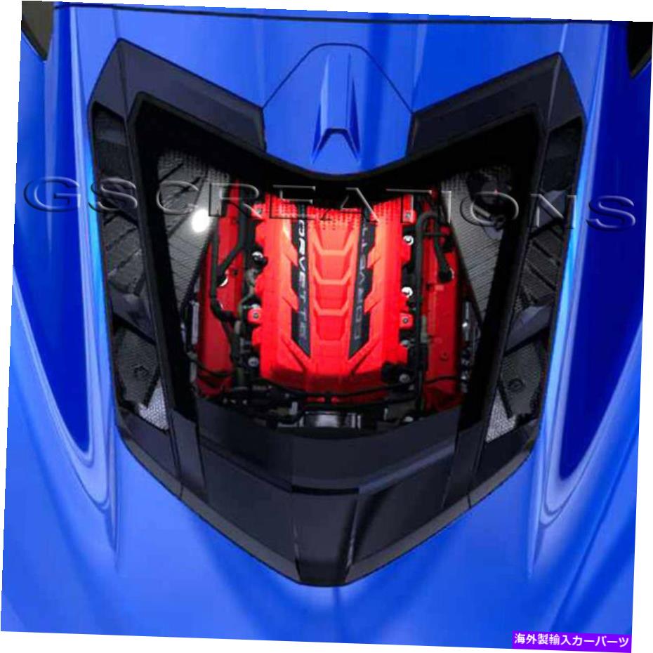 エンジンカバー エッジレッドスクリプト交差フラグロゴ2020 C8 LT2コルベット用のリアエンジンカバー Edge Red Script Crossed Flags Logo Rear Engine Cover For 2020 C8 LT2 Corvette【並行輸入品】