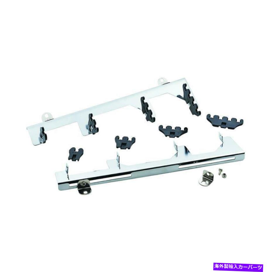 クロームカバー MRガスケットスパークプラグワイヤホルダー9870; 7-8.5mmクロム/ブラック、バルブカバーマウント Mr Gasket Spark Plug Wire Holder 9870; 7-8.5mm Chrome/Black, Valve Cover Mount【並行輸入品】