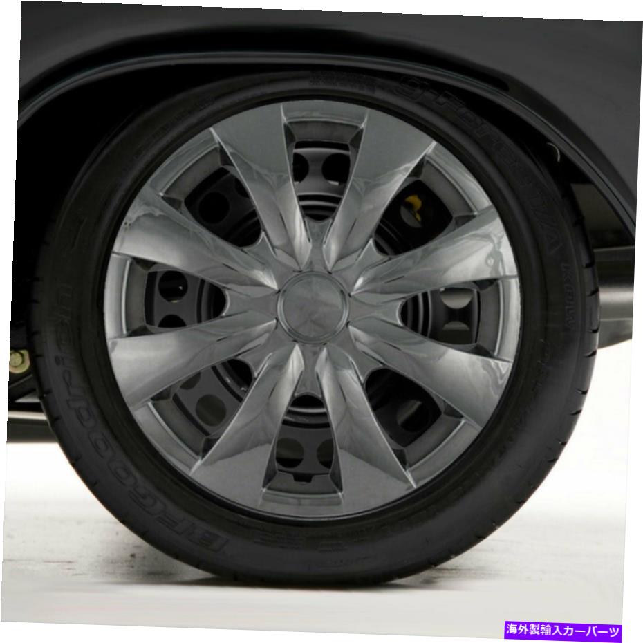 クロームカバー 2003-14トヨタカローラ（プッシュオン）の4つの15インチクロムハブキャップホイールカバーのセット Set of Four 15\