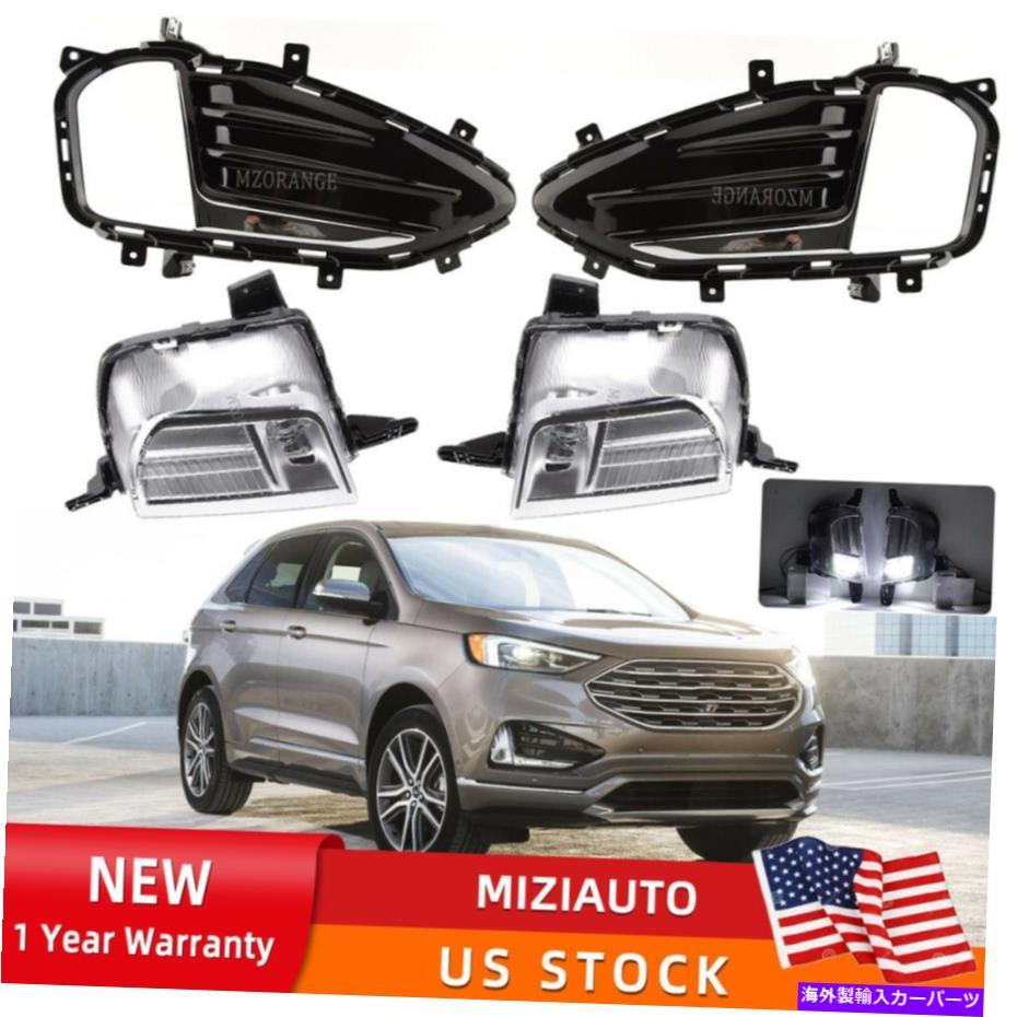 クロームカバー フォードエッジ2019-2021 LEDフロントバンパーフォグライトランプカバークロムベゼルキット For Ford Edge 2019-2021 LED Front Bumper Fog Lights Lamps Cover Chrome Bezel Kit【並行輸入品】