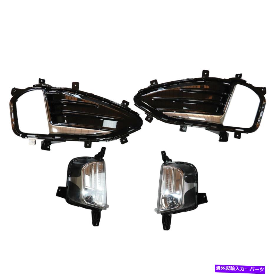 クロームカバー フォードエッジ2019-21 LEDバンパーフォグライトランプペアカバークロムベゼルキット For Ford Edge 2019-21 LED Bumper Fog Lights Lamps Pair Cover Chrome Bezel Kit【並行輸入品】