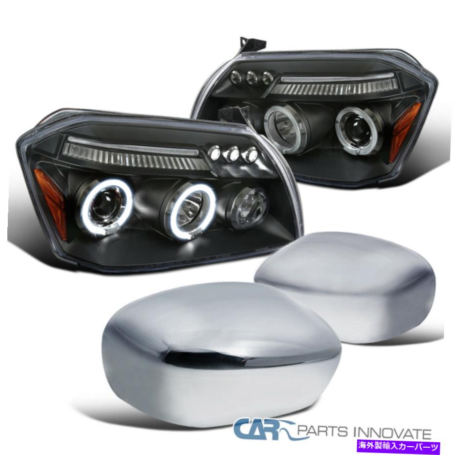 クロームカバー フィット05-07マグナムブラックLEDハロープロジェクターヘッドライト+クロムドアミラーカバー Fits 05-07 Magnum Black LED Halo Projector Headlights+Chrome Door Mirror Cover【並行輸入品】