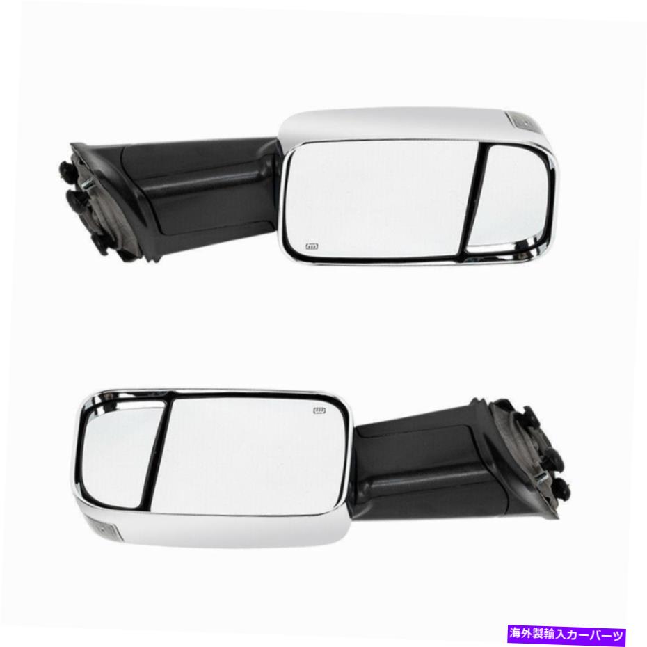 クロームカバー ペアパワー加熱けん引鏡09-12ダッジラム1500の水たまりの光 Pair Power Heated Towing Mirrors Puddle Light For 09-12 Dodge Ram 1500【並行輸入品】