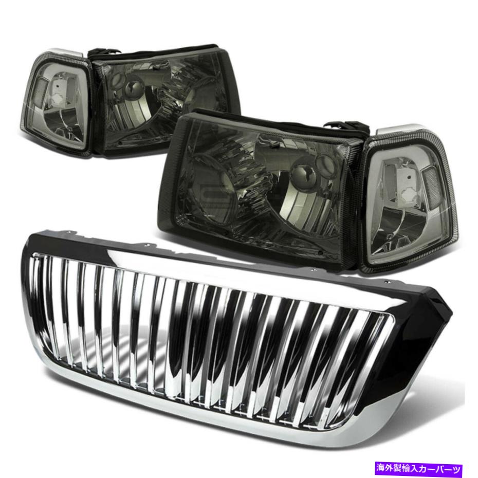 クロームカバー 04-05フォードレンジャースモークヘッドライト+クリアコーナーライト+クロムグリルカバー FOR 04-05 FORD RANGER SMOKED HEADLIGHT+CLEAR CORNER LIGHT+CHROME GRILLE COVER【並行輸入品】