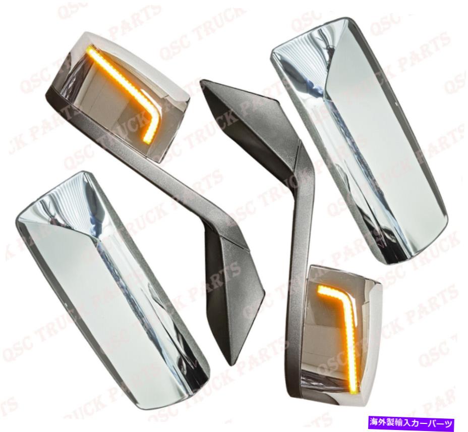 クロームカバー QSCパフォーマンスLED Chrome Hood Mirror＆Door MirrorカバーボルボVNLのペア QSC Performance LED Chrome Hood Mirror & Door Mirror Covers Pair for Volvo VNL【並行輸入品】