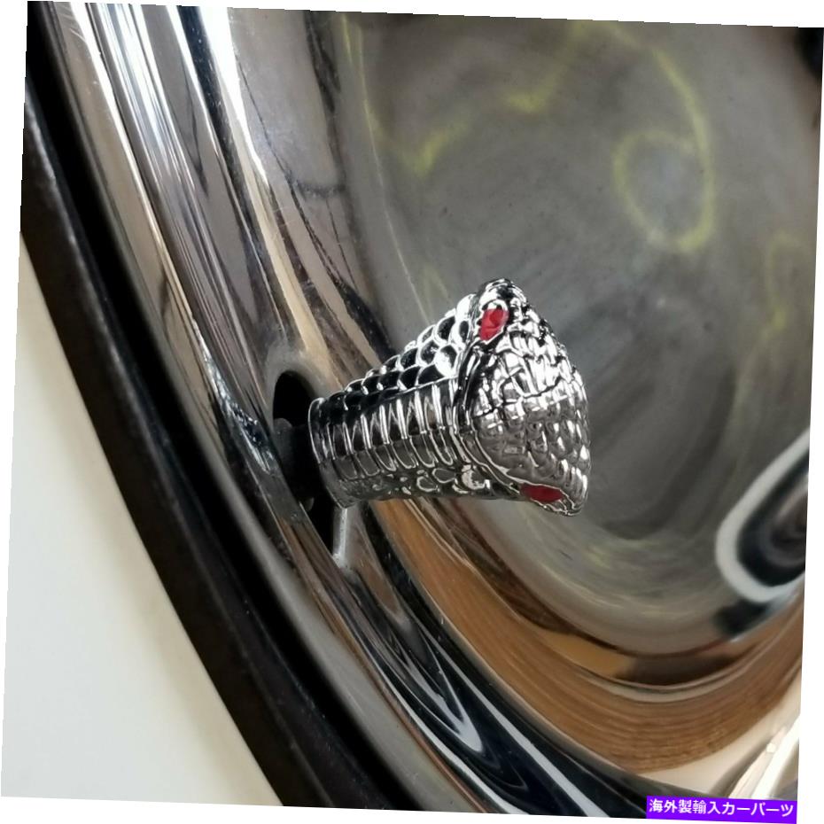 クロームカバー クロムコブラレッドアイズ4ピースホイールタイヤバルブステムキャップカバーキットセットムスタン Chrome Cobra w/ Red Eyes 4 Piece Wheel Tire Valve Stem Caps Cover Kit Set Mustan【並行輸入品】